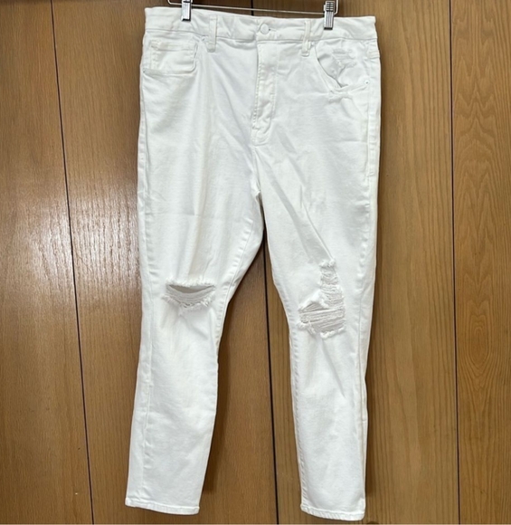 Sz 15/16 Good American White Ripped Skinny Jeans Good Waist GWCDV001ST Sz 33 - Picture 2 of 8